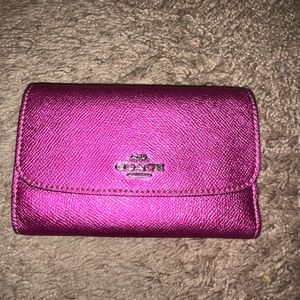 Coach Metallic Pink Leather Wallet